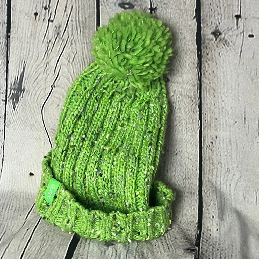 Final Price Burton Lime Green Knit Pom-Pom Hat